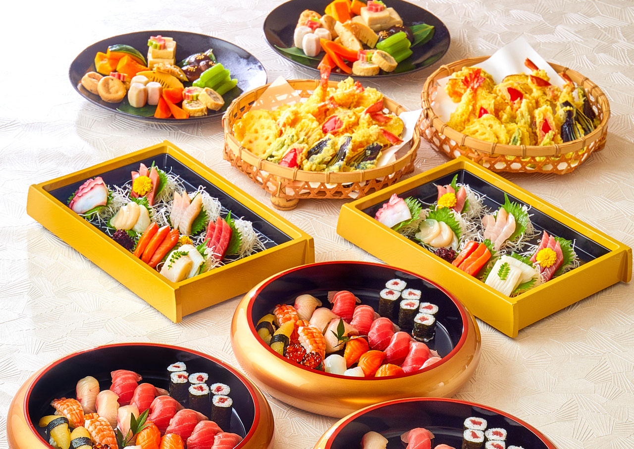 寿司や天ぷらを揃えたおもてなし料理